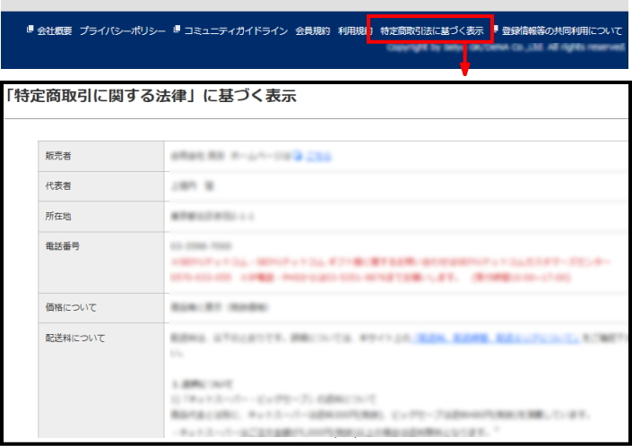 特商法に基づく表示